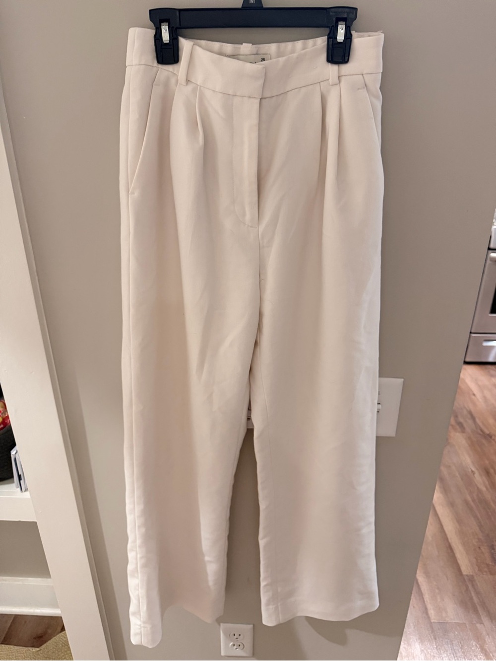Abercrombie & Fitch Wide-Leg Cream High-Rise Pants
